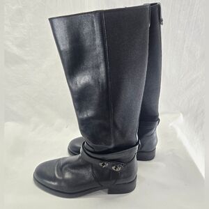 COACH Essex Turnlock Women's 9B Black Leather Tall Flat Riding Saddle Boots